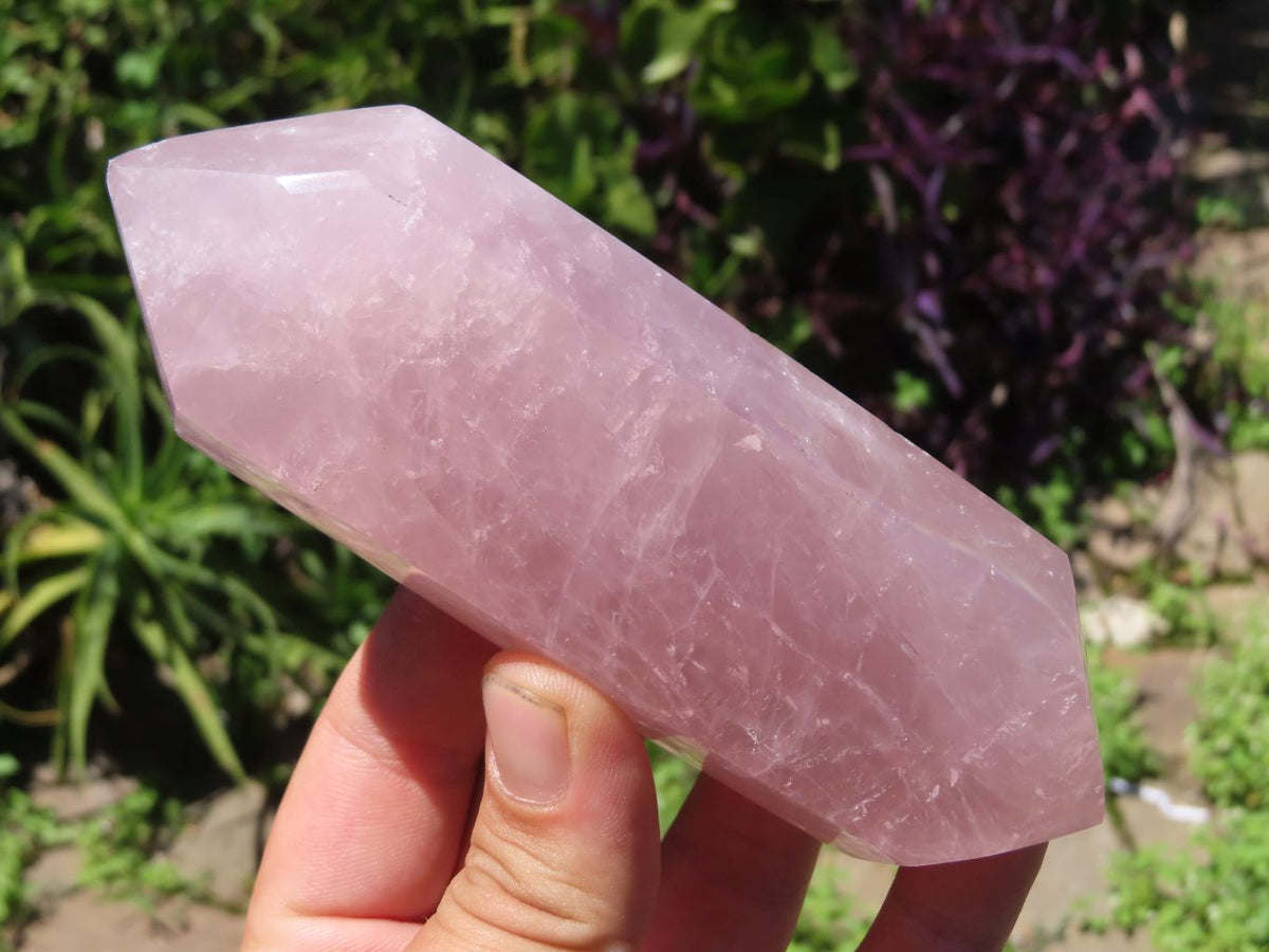 Polished Gemmy Double Terminated Rose Quartz Crystals x 4 From Ambatondrazaka, Madagascar - TopRock