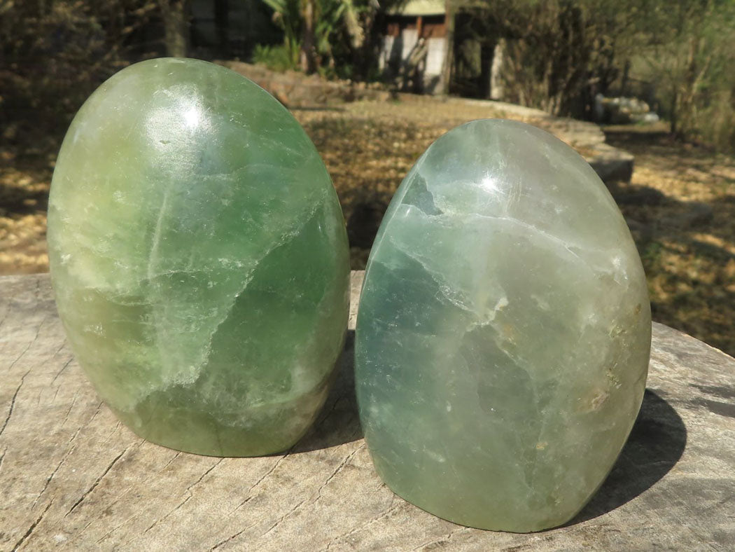Polished Emerald Green Fluorite Standing Free Forms x 4 From Madagascar - TopRock