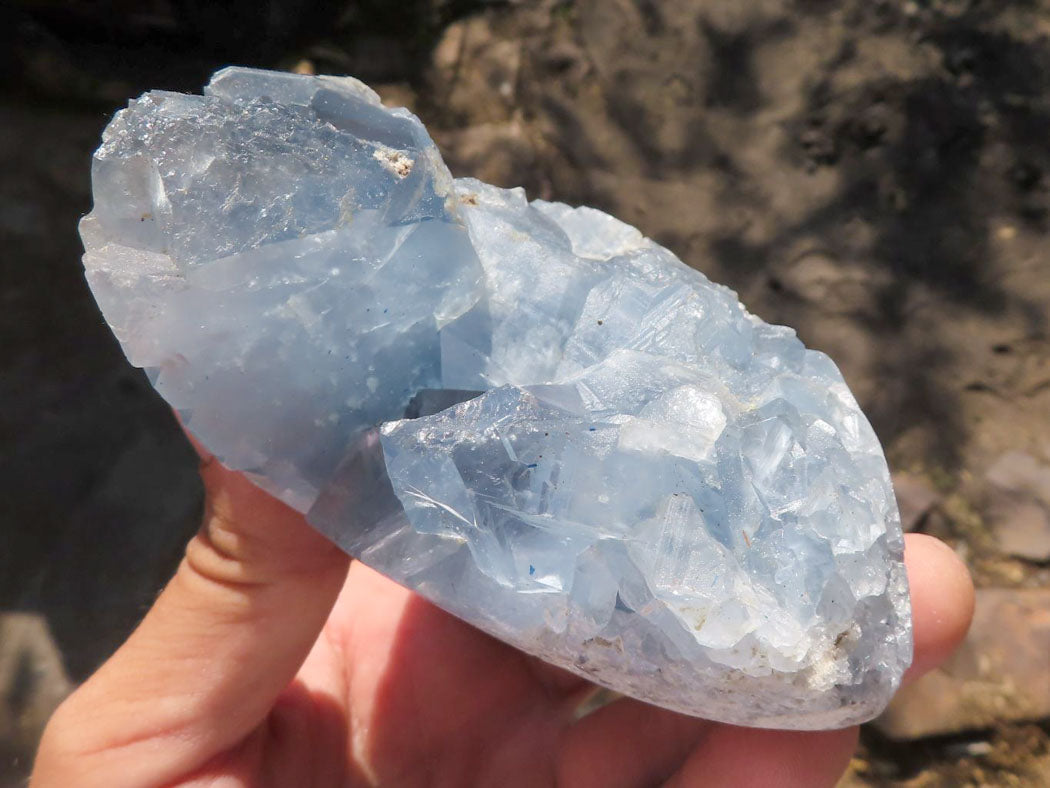 Polished Blue Crystalline Celestite Crystal Eggs x 3 From Sakoany, Madagascar - TopRock