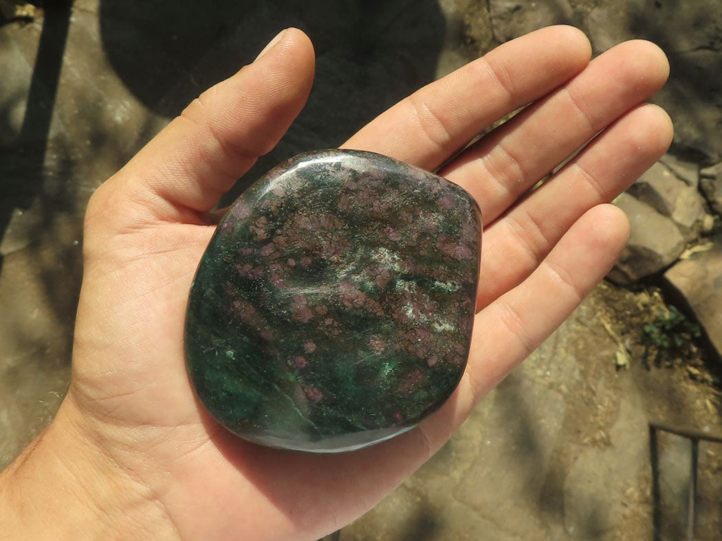 Polished Rare Fluorescent Green Verdite Ruby Corundum Free Forms x 4 From Zimbabwe - TopRock