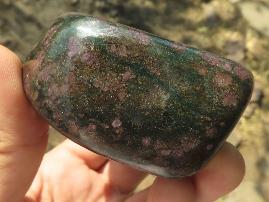 Polished Rare Fluorescent Green Verdite Ruby Corundum Free Forms x 4 From Zimbabwe - TopRock