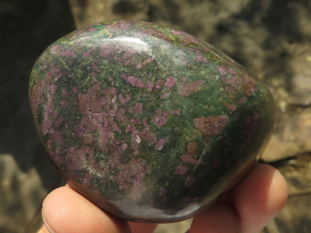 Polished Rare Fluorescent Green Verdite Ruby Corundum Free Forms x 4 From Zimbabwe - TopRock