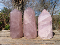 Polished Gemmy Rose Quartz Points x 3 From Antsirabe, Madagascar - Toprock Gemstones and Minerals