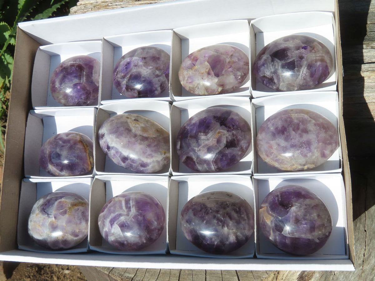 Polished Chevron Amethyst Gallets x 12 From Madagascar - TopRock