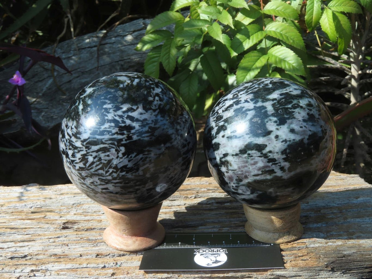 Polished Merlinite Gabbro Spheres x 2 From Madagascar - TopRock