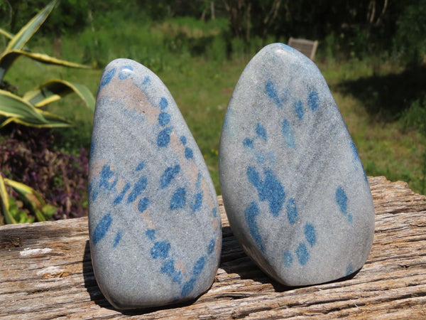 Polished Blue Spotted Spinel Quartzite Pair Of Standing Free Forms x 2 From Madagascar - TopRock