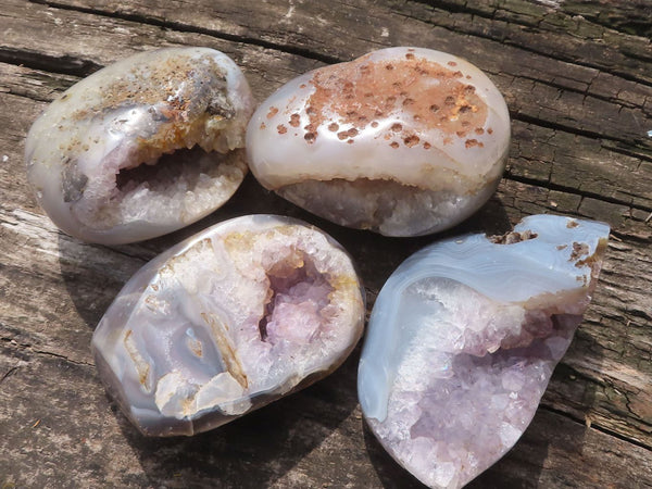 Polished Crystal Centred Agate Geodes  x 4 From Madagascar - TopRock