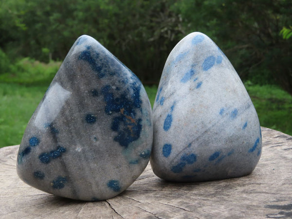 Polished Blue Dalmatian (Spinel) Stone Standing Free Forms x 2 From Madagascar - TopRock