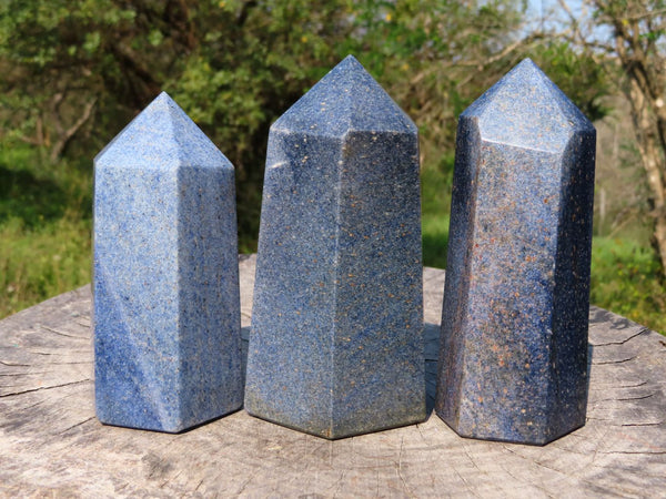 Polished Lazulite Crystal Points x 3 From Madagascar - TopRock