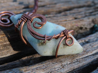 Polished Blue Smithsonite Aragonite Pendants Wrapped In Copper & Metal Wire (One With Ajoite) x 7 From Southern Africa - TopRock