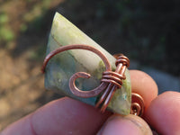 Polished Blue Smithsonite Aragonite Pendants Wrapped In Copper & Metal Wire (One With Ajoite) x 7 From Southern Africa - TopRock