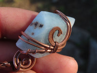 Polished Blue Smithsonite Aragonite Pendants Wrapped In Copper & Metal Wire (One With Ajoite) x 7 From Southern Africa - TopRock