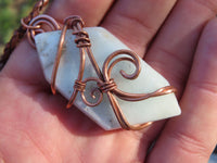 Polished Blue Smithsonite Aragonite Pendants Wrapped In Copper & Metal Wire (One With Ajoite) x 7 From Southern Africa - TopRock