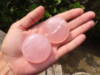 Polished Gemmy Pink Rose Quartz Palm Stones  x 12 From Madagascar - Toprock Gemstones and Minerals