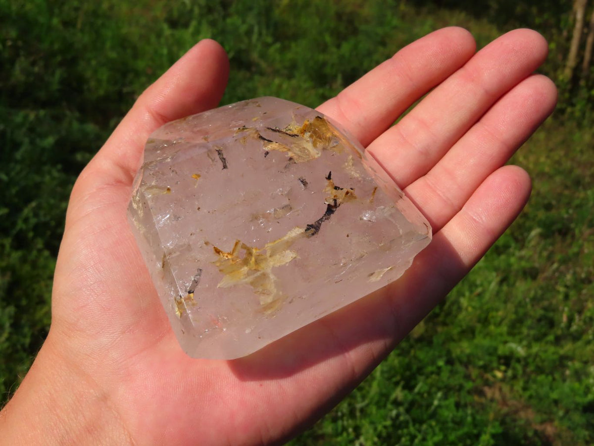 Polished Clear Quartz Crystal Points With Actinolite Moss x 3 From Madagascar - TopRock