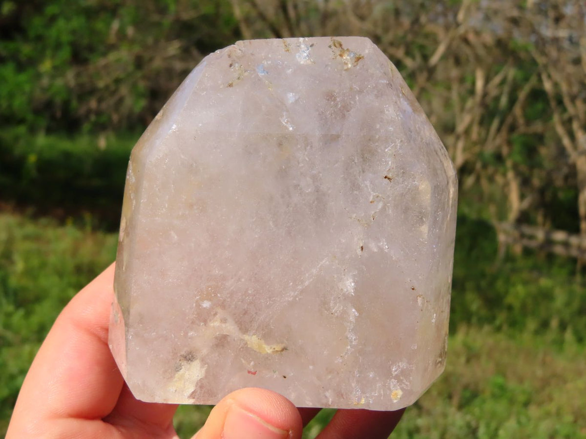 Polished Clear Quartz Crystal Points With Actinolite Moss x 3 From Madagascar - TopRock