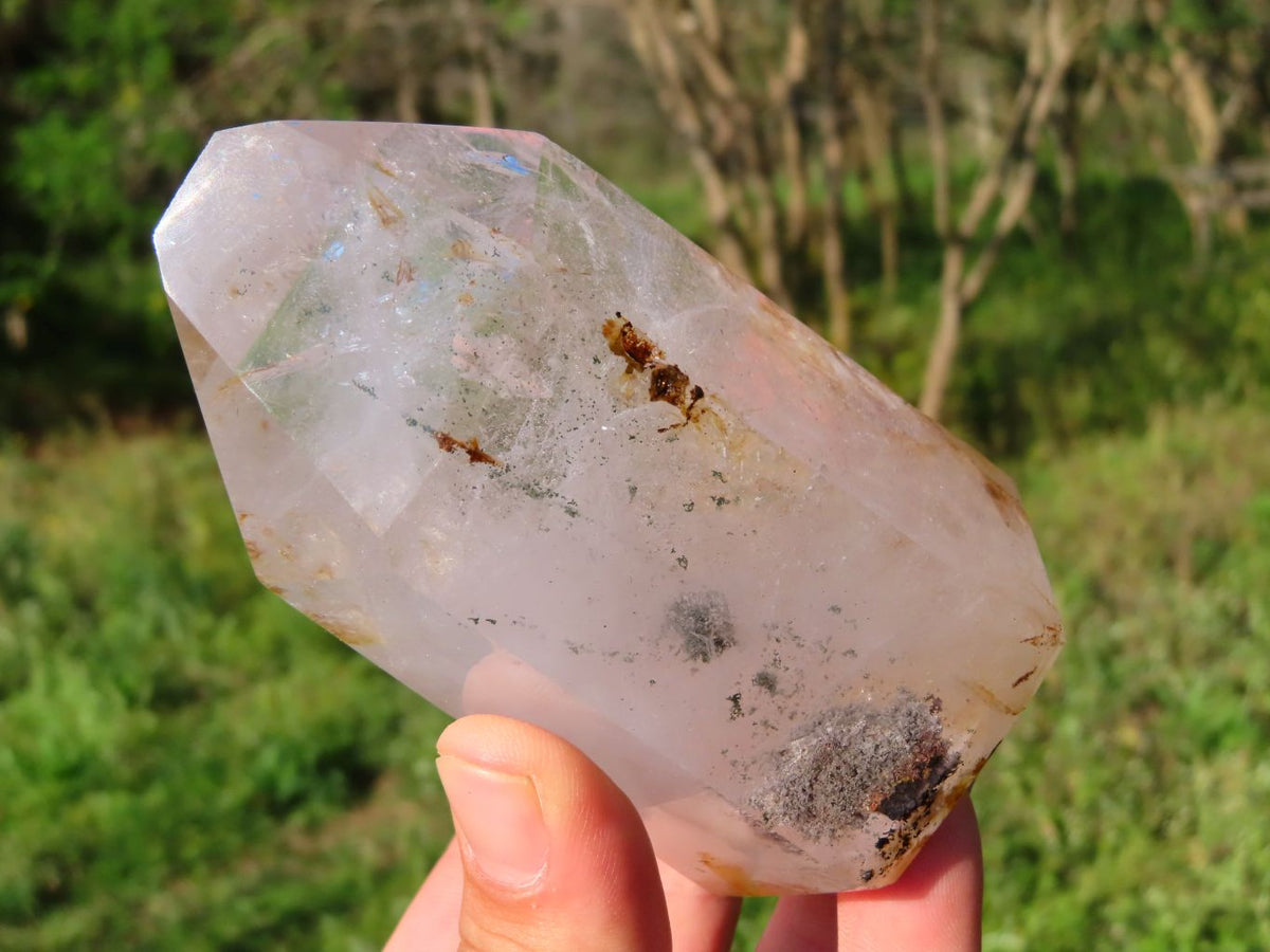 Polished Clear Quartz Crystal Points With Actinolite Moss x 3 From Madagascar - TopRock