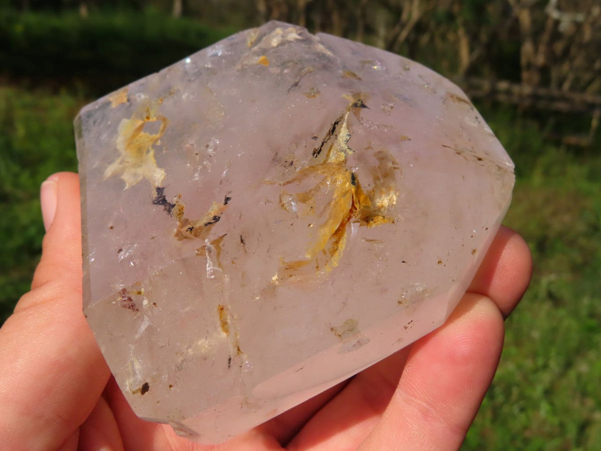 Polished Clear Quartz Crystal Points With Actinolite Moss x 3 From Madagascar - TopRock