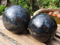 Polished Small Iolite / Water Sapphire Spheres  x 6 From Madagascar - Toprock Gemstones and Minerals