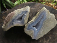 Polished One Side Polished Blue Lace Agate Specimens  x 6 From Malawi - TopRock