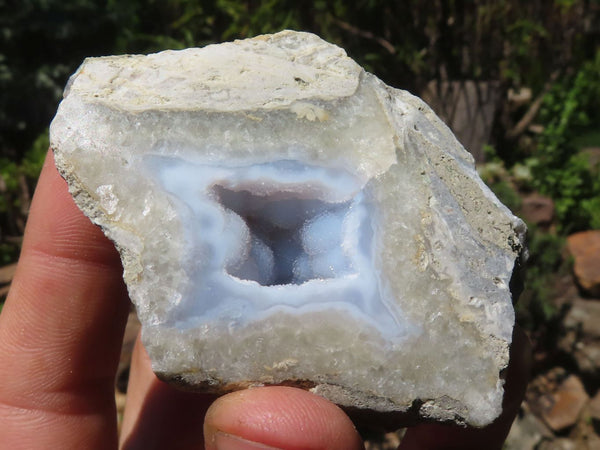 Polished One Side Polished Blue Lace Agate Geodes  x 12 From Malawi - TopRock