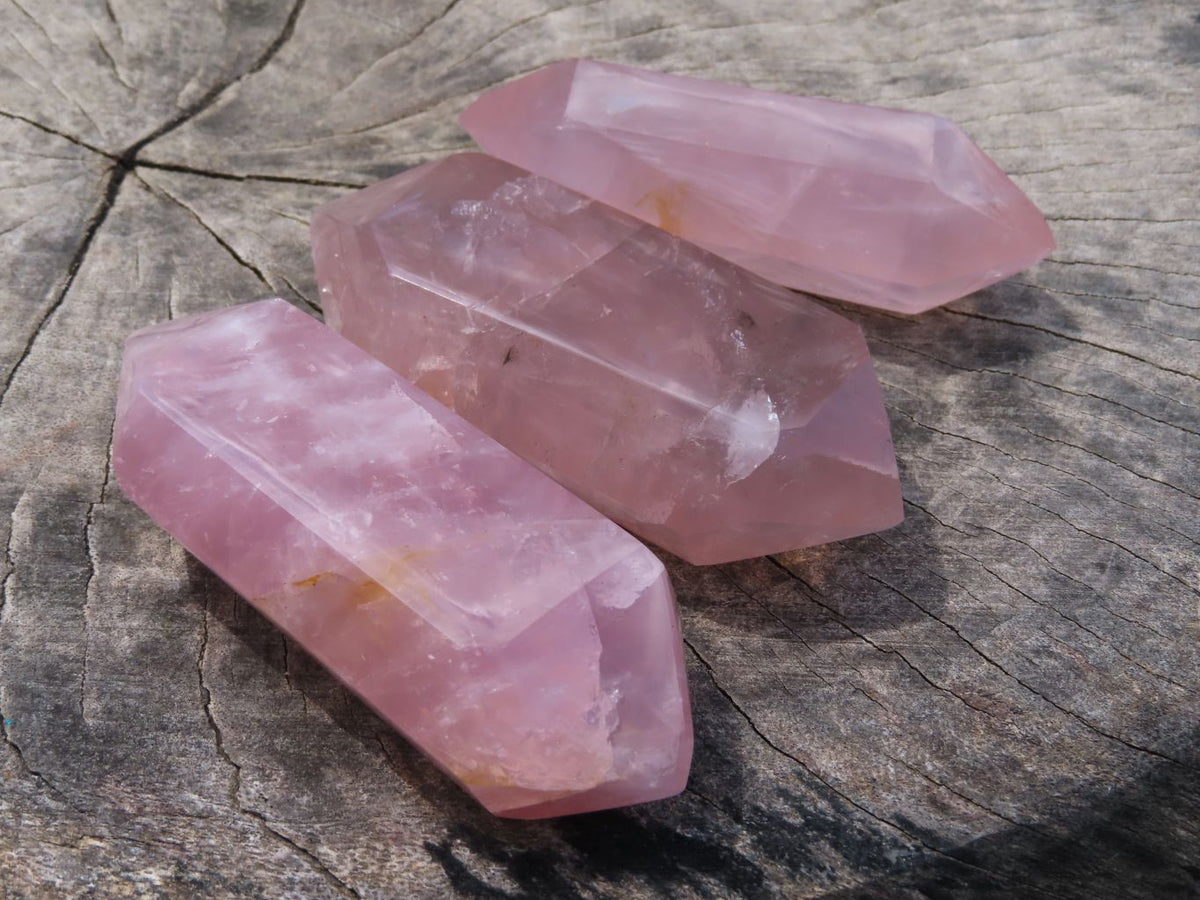 Polished Gemmy Double Terminated Rose Quartz Crystals x 12 From Ambatondrazaka, Madagascar - TopRock