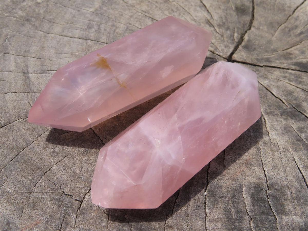 Polished Gemmy Double Terminated Rose Quartz Crystals x 12 From Ambatondrazaka, Madagascar - TopRock