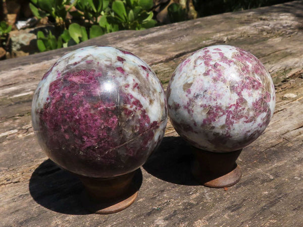 Polished Rubellite Pink Tourmaline Spheres  x 2 From Madagascar - TopRock