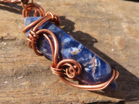 Polished Copper Wire Wrapped Sodalite Pendants x 6 From Namibia - Toprock Gemstones and Minerals