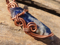 Polished Copper Wire Wrapped Sodalite Pendants x 6 From Namibia - Toprock Gemstones and Minerals