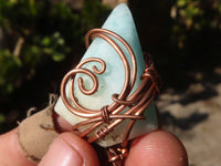 Polished Copper Wire Wrapped Blue Smithsonite Pendants x 8 From Congo - Toprock Gemstones and Minerals
