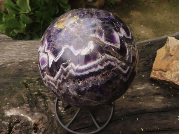 Polished Giant Flower  Amethyst Sphere With Custom Metal Stand x 2 From Zambia - TopRock