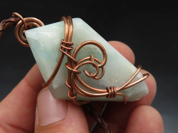 Polished Blue Smithsonite Aragonite Wrapped In Copper Wire Pendants x 6 From Southern Africa - TopRock