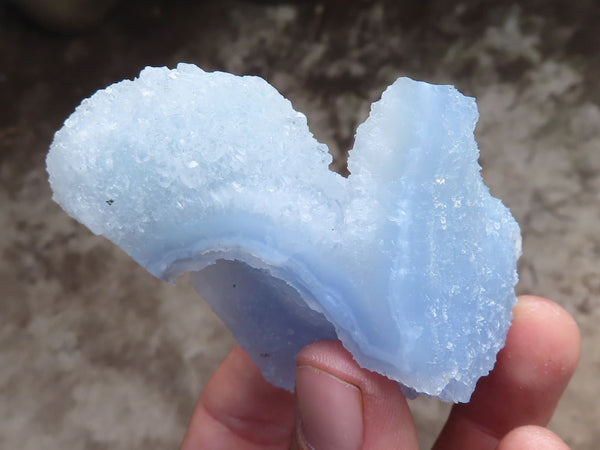 Natural Etched Blue Chalcedony Specimens  x 12 From Nsanje, Malawi