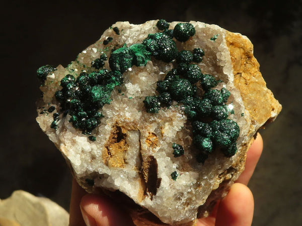 Natural Rare Ball Malachite On Drusy Quartz & Dolomite Matrix  x 2 From Kambove, Congo