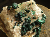 Natural Rare Ball Malachite On Drusy Quartz & Dolomite Matrix  x 2 From Kambove, Congo - Toprock Gemstones and Minerals