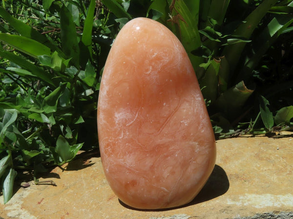 Polished Orange Calcite Standing Free Form x 1 From Madagascar - TopRock