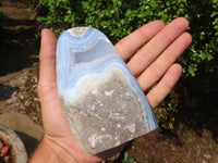Polished Blue Lace Agate Standing Free Forms  x 2 From Nsanje, Malawi - Toprock Gemstones and Minerals