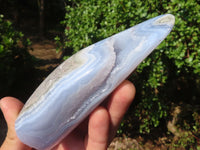 Polished Blue Lace Agate Standing Free Forms  x 2 From Nsanje, Malawi - Toprock Gemstones and Minerals