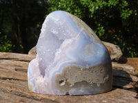 Polished Blue Lace Agate Standing Free Forms  x 2 From Nsanje, Malawi - Toprock Gemstones and Minerals
