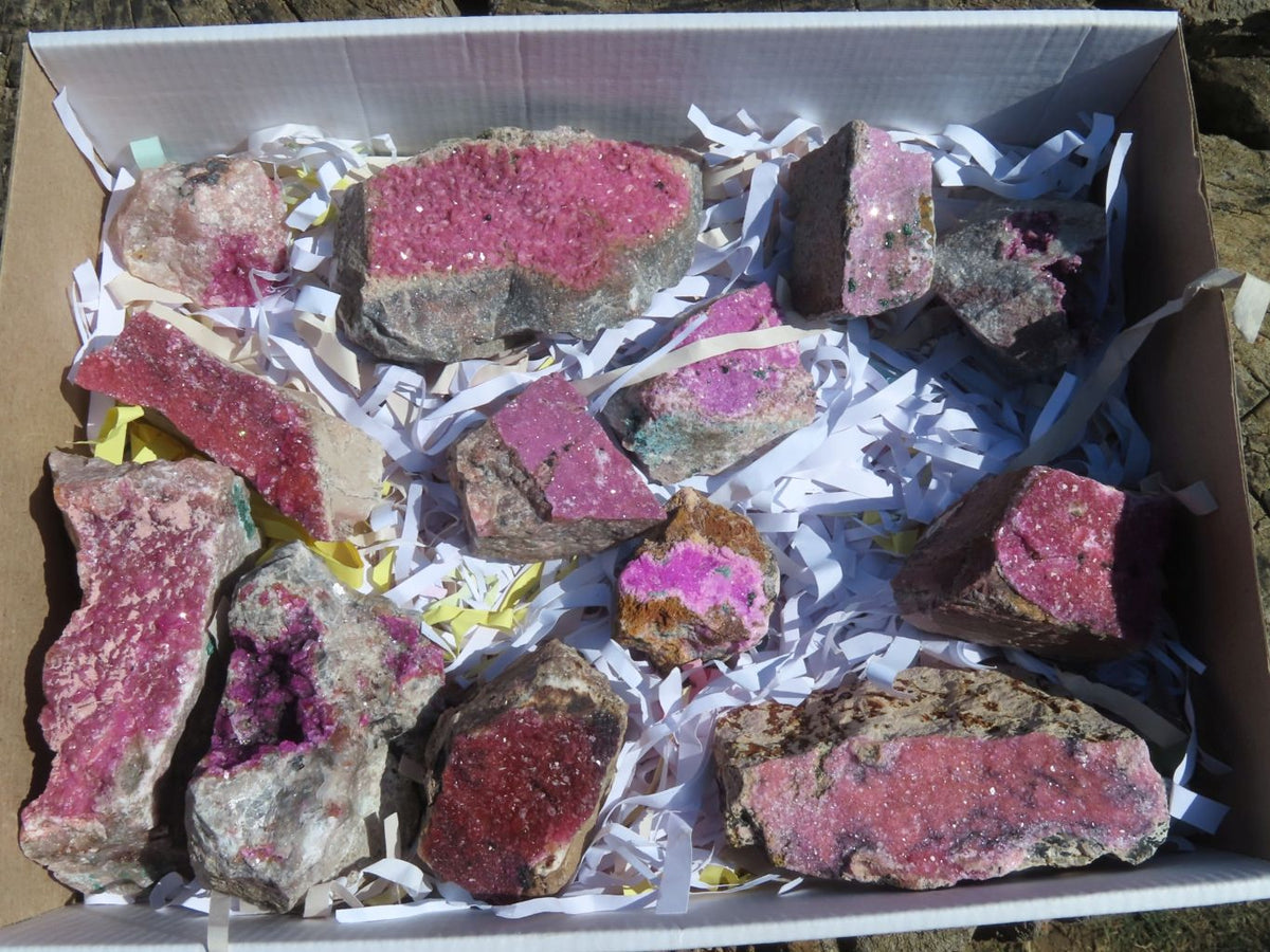 Natural Drusy Salrose Cobaltion Dolomite Specimens x 13 From Kakanda, Congo - TopRock
