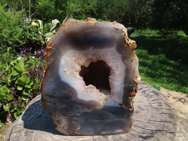 Polished Extra Large Agate With Crystal Geode Centre Amethyst Flavoured Crystals Cut To Stand x 1 From Madagascar - TopRock