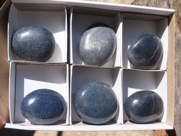 Polished Extra Large Lazulite Palm Stones  x 6 From Madagascar - TopRock