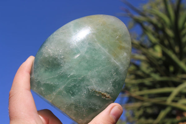 Polished Green Fluorite Standing Free Forms x 2 From Madagascar - TopRock