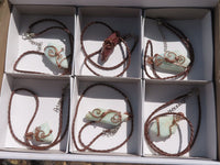 Polished Mixed Jewellery With Copper Art Wire Wrap Pendants x 6 From Congo - TopRock