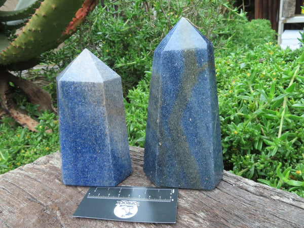 Polished Richly Coloured Lazulite Crystal Points x 2 From Madagascar - TopRock