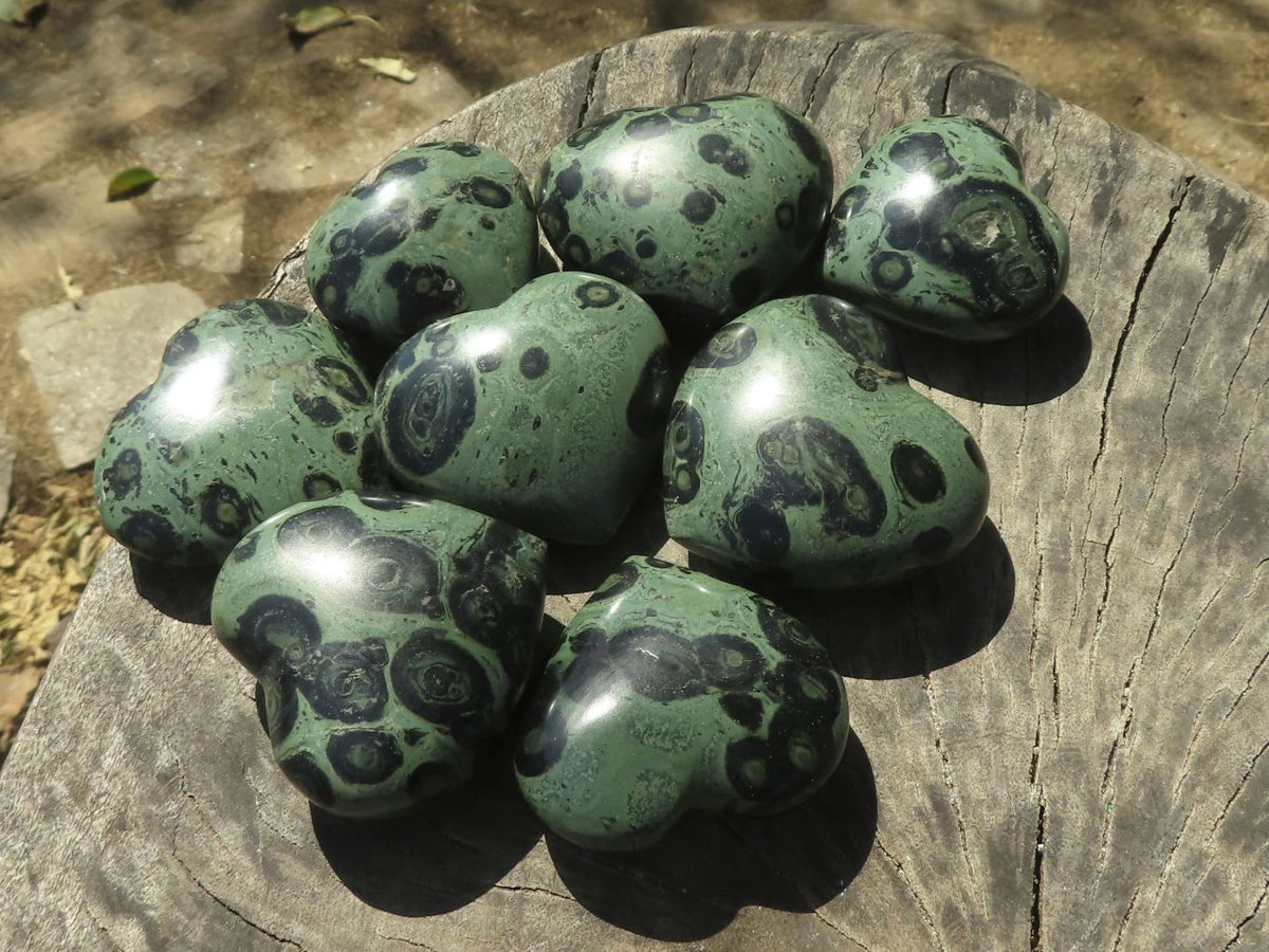 Polished Highly Selected Stromatolite / Kambamba Jasper Hearts x 8 From Katsepy, Madagascar - TopRock