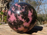 Polished  Pink & Black Rhodonite Spheres x 2 From Madagascar - Toprock Gemstones and Minerals