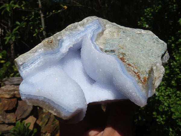 Natural Blue Lace Agate Geode Speicmens  x 4 From Malawi - Toprock Gemstones and Minerals 