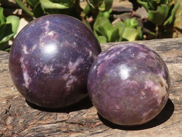 Polished Purple Lepidolite Spheres  x 2 From Zimbabwe - Toprock Gemstones and Minerals 